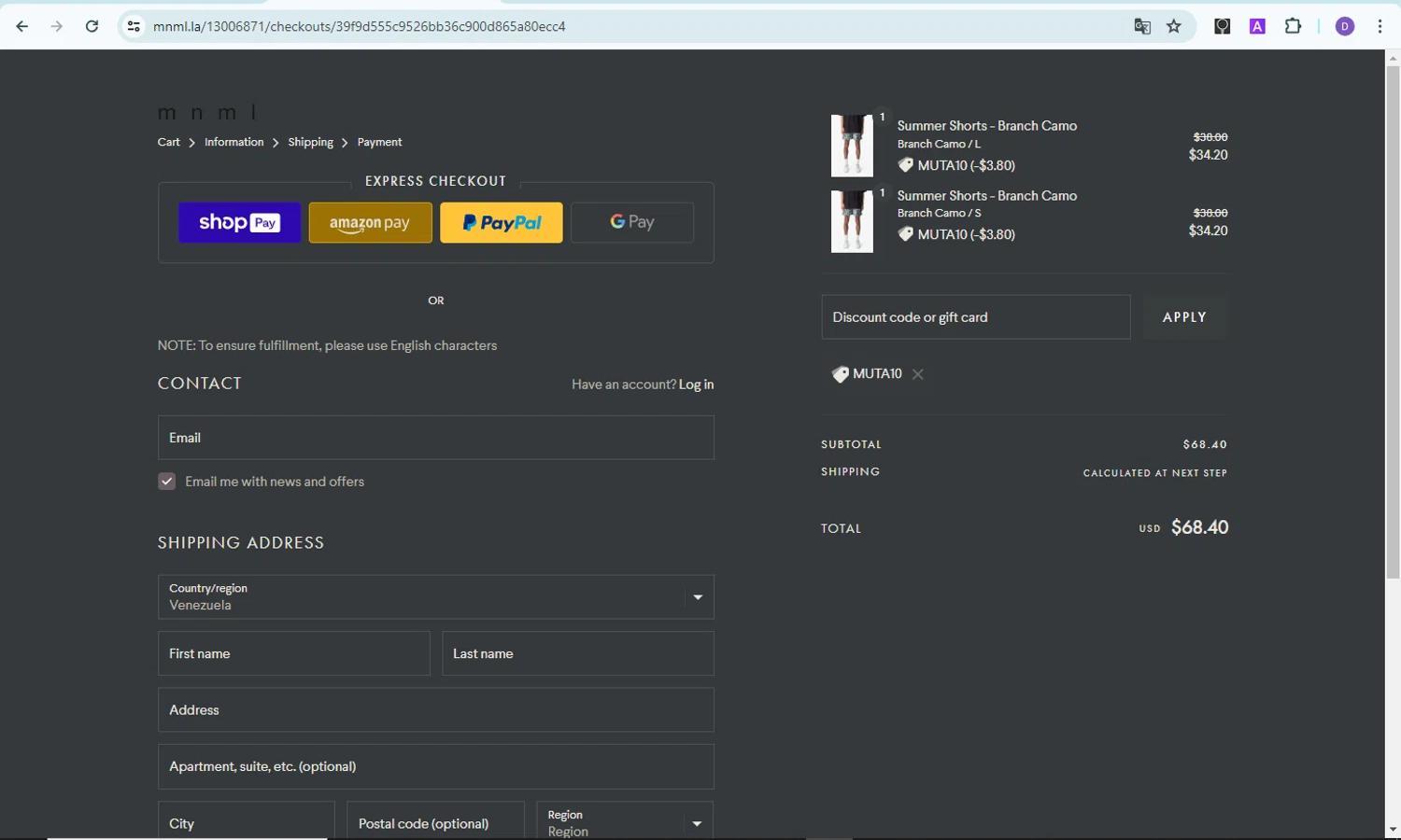 How to apply Mnml coupon code